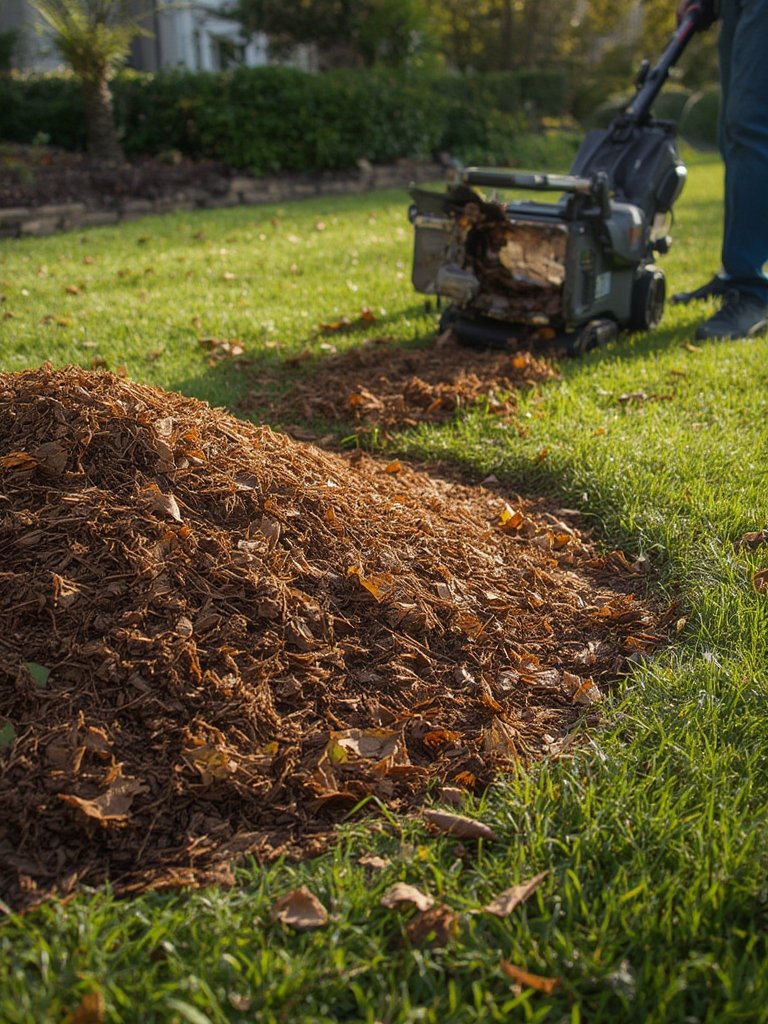 leaf blower in action