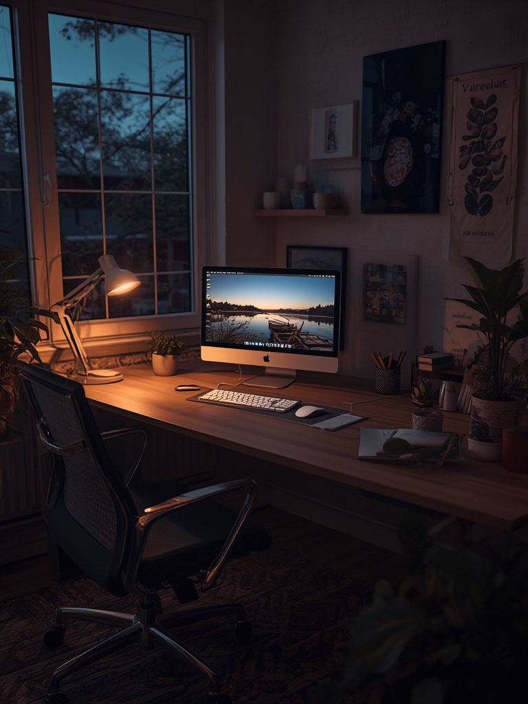 home office ergonomic desk setup