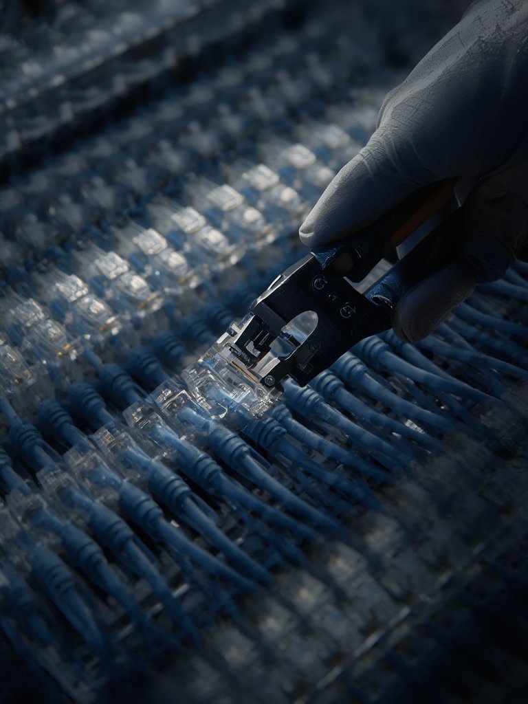 cable crimper in action