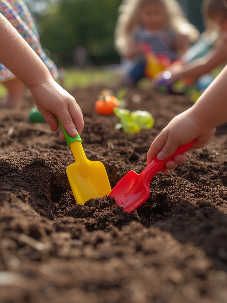 toddler gardening in action